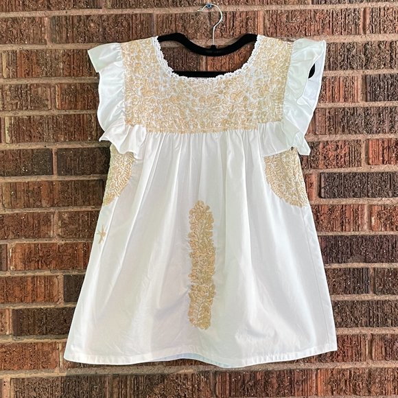 Mi Golondrina Tops - Mi Golondrina Soledad Top in Blanca Oro Gold